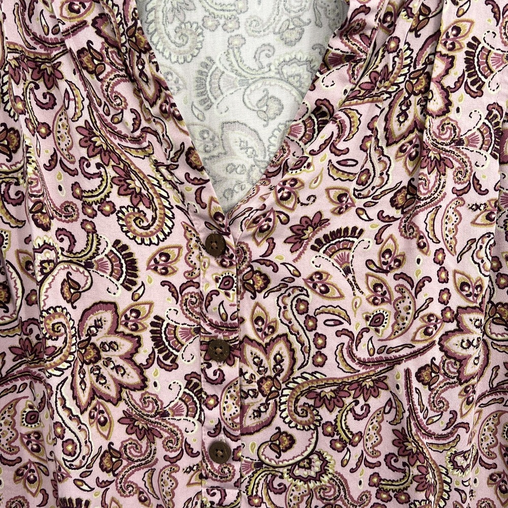 J. Jill Pure rayon popover blouse purple floral top boho classic paisley L - Picture 2 of 10